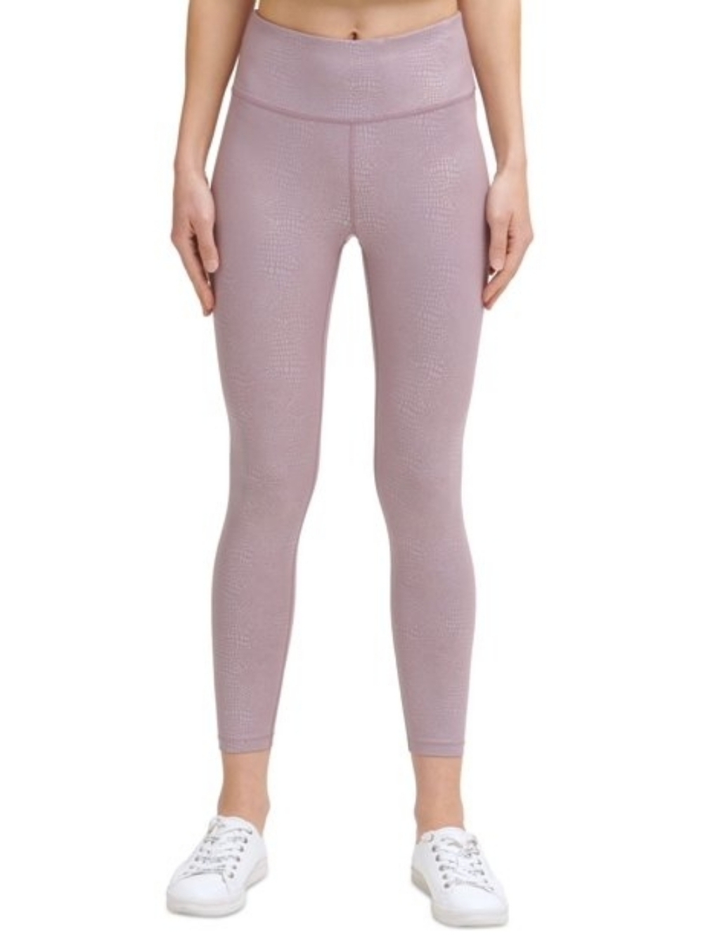 Calvin Klein Womens Performance Metallic-Print High-Waist 7/8 Length Leggings